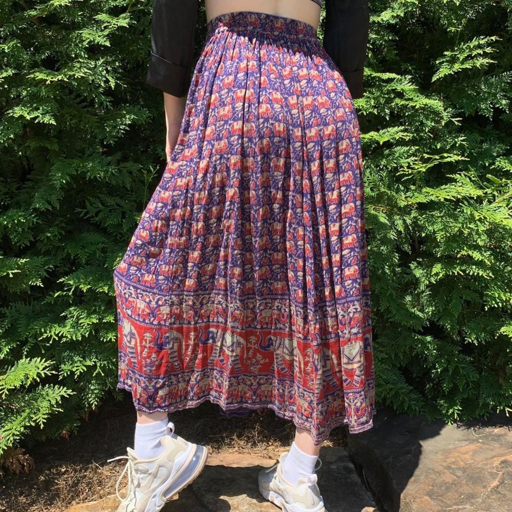 Elephant Patterned Vintage Maxi Skirt, Size Small